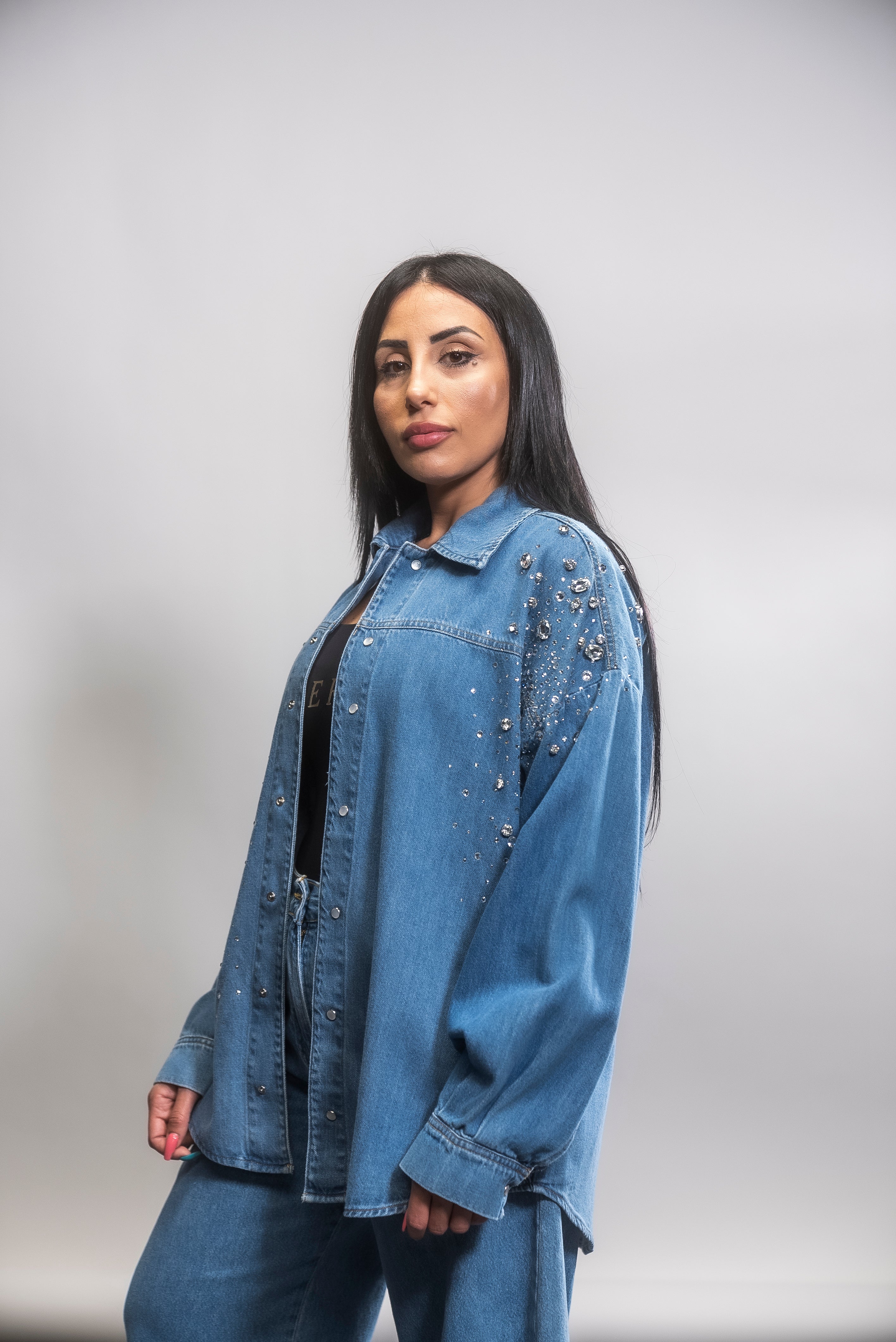 Camicione Jeans Diamante